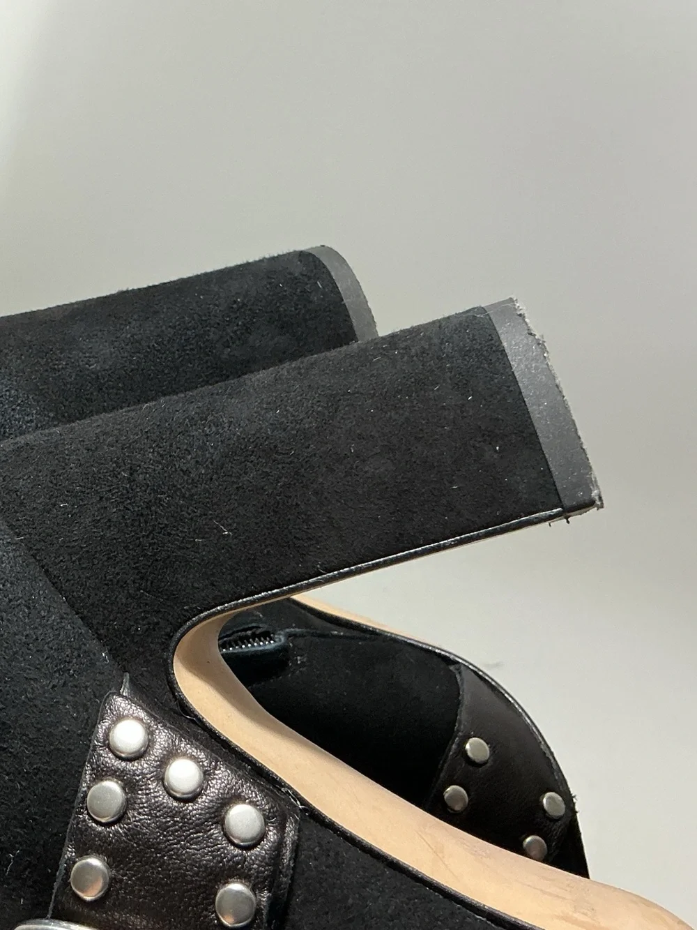 Italian Shoemakers Black Studded Pointed-Toe Buckle Ankle Boots